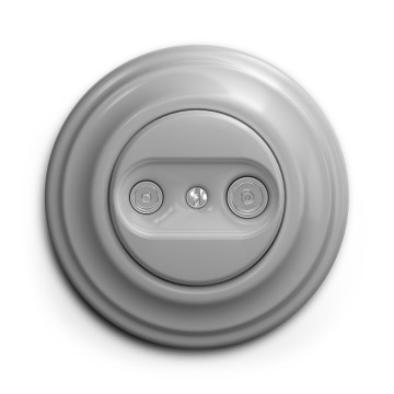 Kliklap - Priză retro TV+R pentru abonați, cu trecere, cu ramă, gri