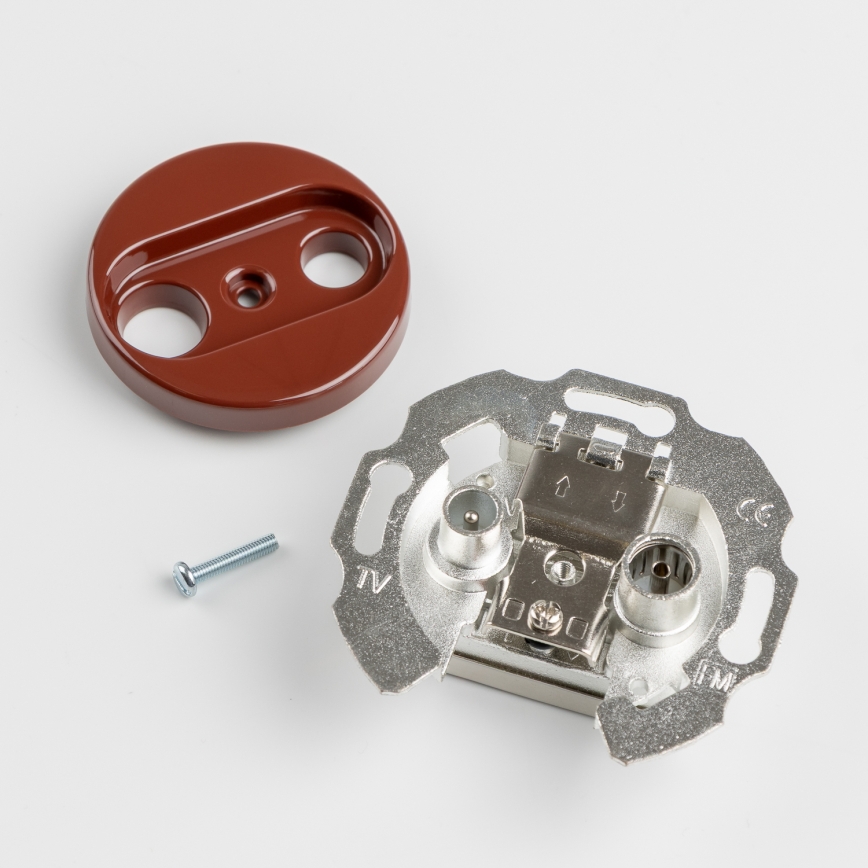 Kliklap - Priză terminală retro TV+R cu ramă, maro