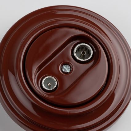 Kliklap - Priză terminală retro TV+R cu ramă, maro