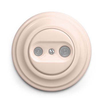 Kliklap - Priză terminală TV+FM retro, cu ramă, roz prăfuit