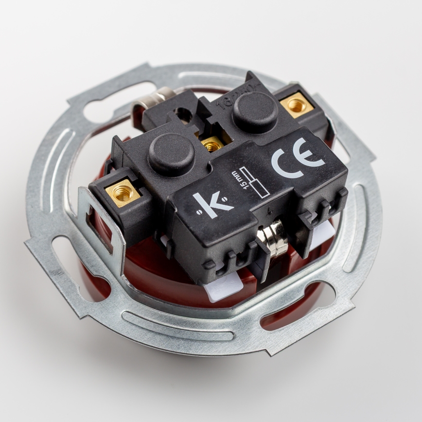 Kliklap - Priză triplă retro pentru uz casnic cu ramă SCHUKO, 230 V, maro