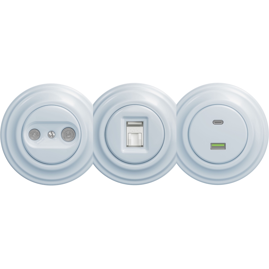 Kliklap - Priză TV+R retro pentru abonați (în serie) fără ramă, albastră