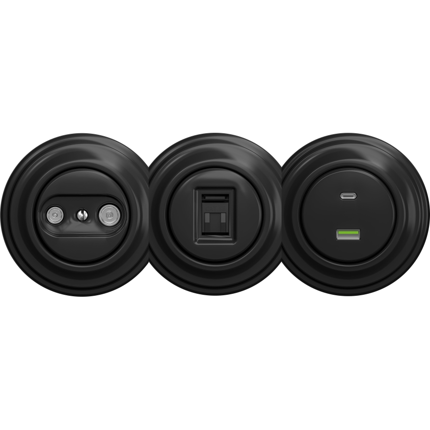 Kliklap - Priză retro pentru televizor și radio (finală) fără ramă, neagră