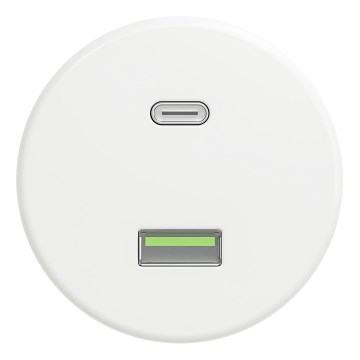 Kliklap - Priză USB A+C retro, fără ramă, alb imaculat