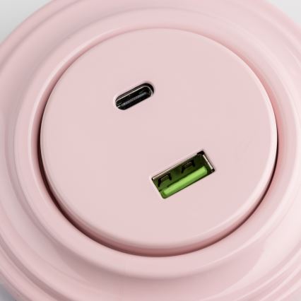 Kliklap - Priză USB retro A+C cu ramă, roz prăfuită