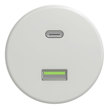 Kliklap - Priză USB retro A+C, fără ramă, alb ceramic