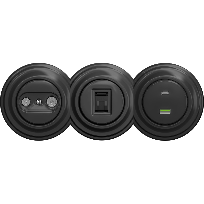 Kliklap - Priză USB retro A+C fără ramă, antracit