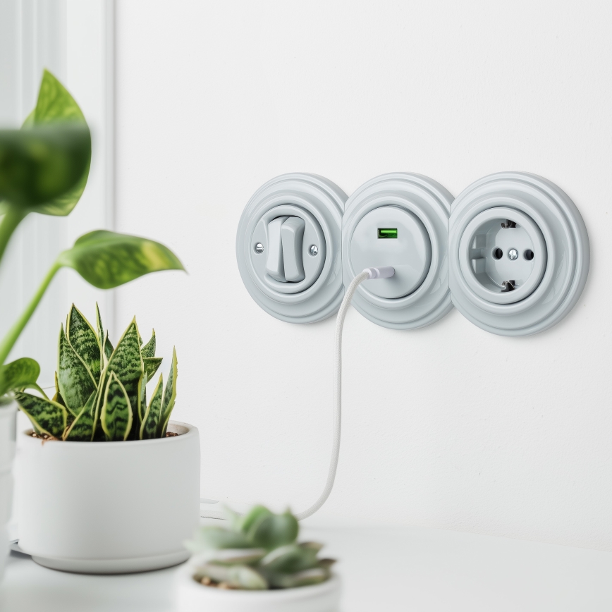 Kliklap - Ramă retro ceramică de capăt, albă