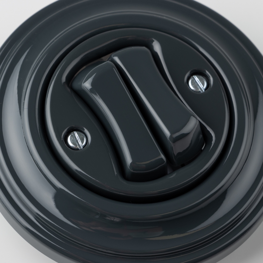 Kliklap Retro - Întrerupător dublu pentru scară cu ramă nr. 6+6, antracit