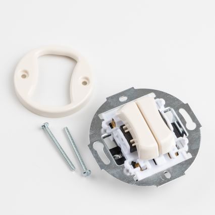 Kliklap Retro - întrerupător dublu pentru scară, fără ramă, nr. 6+6, bej