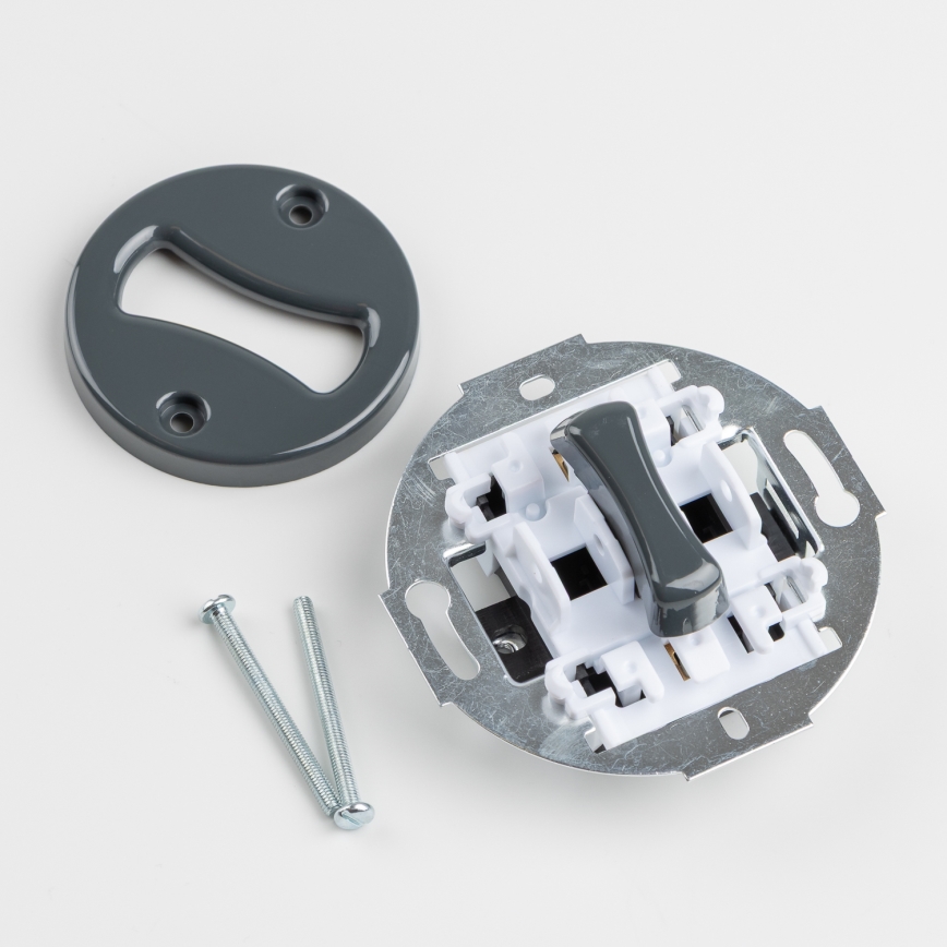 Kliklap - Retro întrerupător unipolar nr. 1 și priză 230 V cu ramă antracit