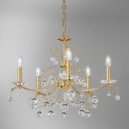 Kolarz 3234.85.3.KoT - Candelabru cu cristale pe lanț CARMEN 5xE14/60W/230V aur 24K