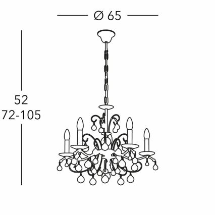 Kolarz 3234.85.3.KoT - Candelabru cu cristale pe lanț CARMEN 5xE14/60W/230V aur 24K