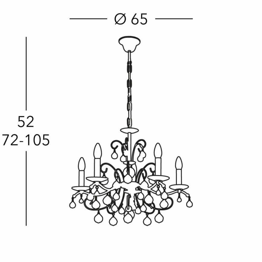 Kolarz 3234.85.3.KoT - Candelabru cu cristale pe lanț CARMEN 5xE14/60W/230V aur 24K