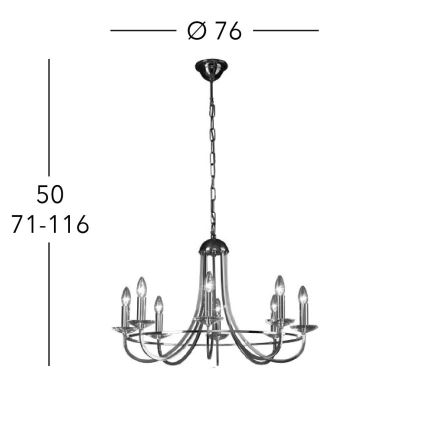 Kolarz 330.88.8C - Candelabru cu cristale pe lanț IMPERIAL 8xE14/60W/230V auriu