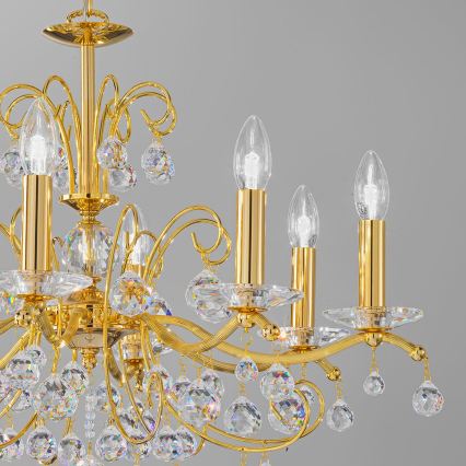 Kolarz 3234.88.3.KoT - Candelabru cu cristale CARMEN pe lanț 8xE14/60W/230V placat cu aur 24K