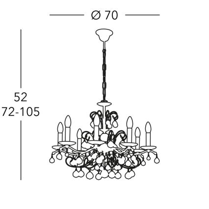 Kolarz 3234.88.3.KoT - Candelabru cu cristale CARMEN pe lanț 8xE14/60W/230V placat cu aur 24K