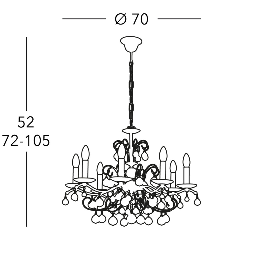 Kolarz 3234.88.3.KoT - Candelabru cu cristale CARMEN pe lanț 8xE14/60W/230V placat cu aur 24K