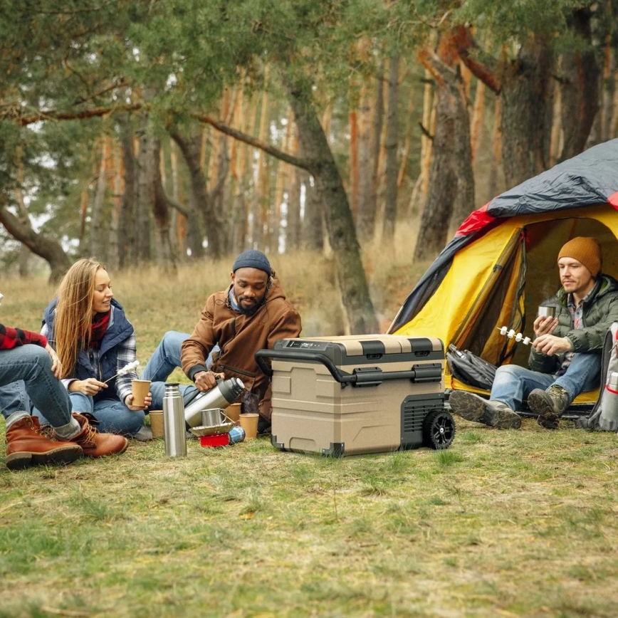 Ladă frigorifică portabilă cu afișaj LCD 39 l 230V/12V/24V maro