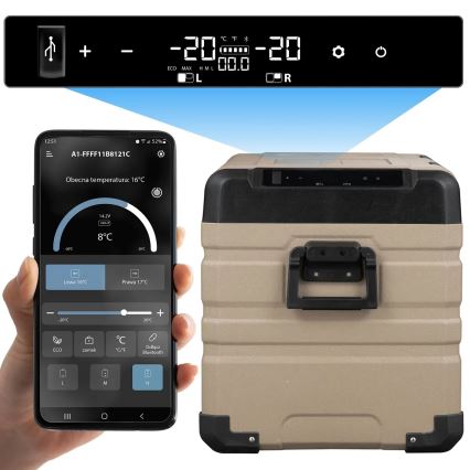 Ladă frigorifică portabilă cu afișaj LCD 39 l 230V/12V/24V maro