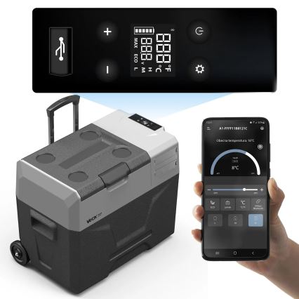 Ladă frigorifică portabilă cu afișaj LCD 40 l 230V/12V/24V negru