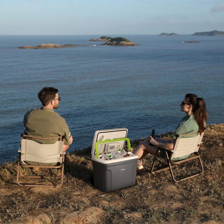 Ladă frigorifică portabilă cu funcție de încălzire 27 l 230V/12V/24V gri