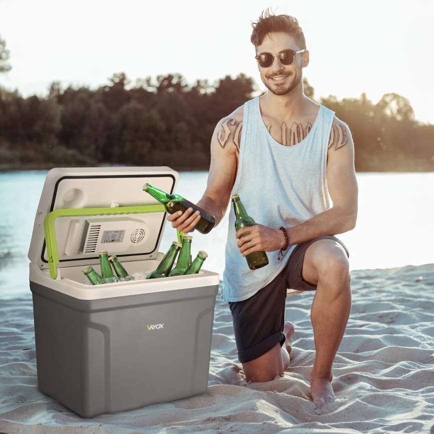 Ladă frigorifică portabilă cu funcție de încălzire 27 l 230V/12V/24V gri