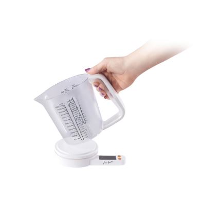 Lamart - Cântar de bucătărie digital cu cană de măsurare, alimentat cu 2x AAA, alb