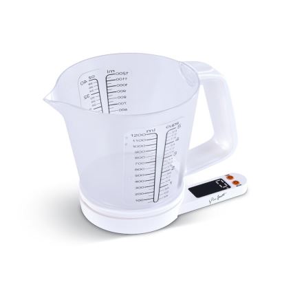 Lamart - Cântar de bucătărie digital cu cană de măsurare, alimentat cu 2x AAA, alb
