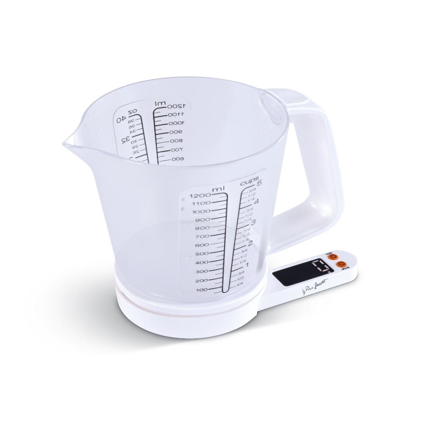 Lamart - Cântar de bucătărie digital cu cană de măsurare, alimentat cu 2x AAA, alb