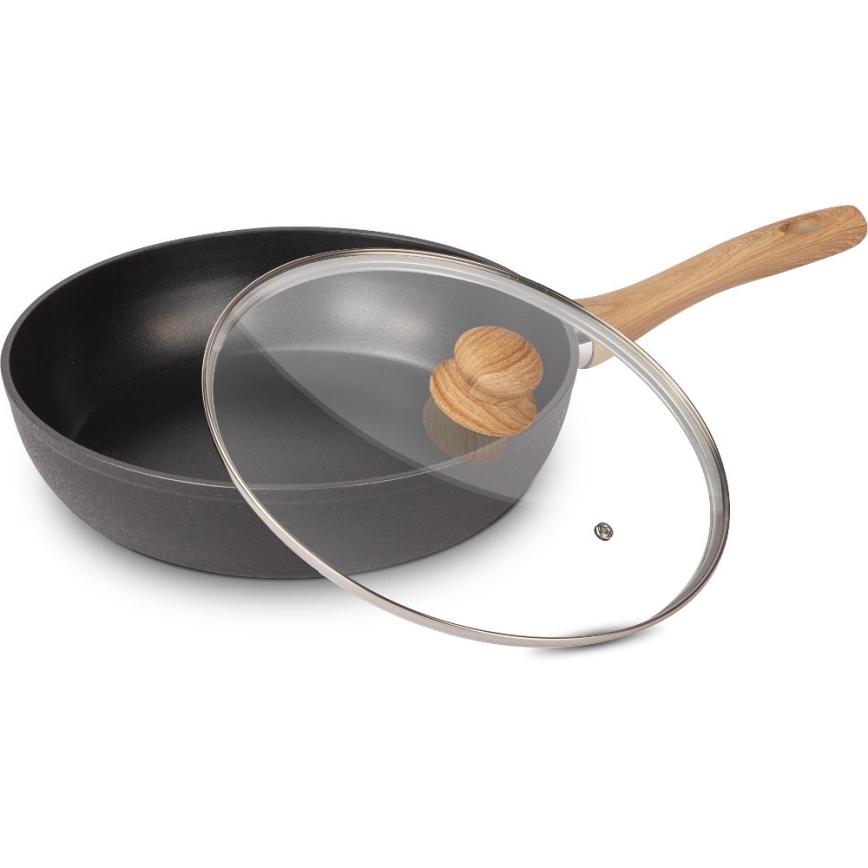 Lamart - Tigaie cu capac, 28 cm, negru/maro