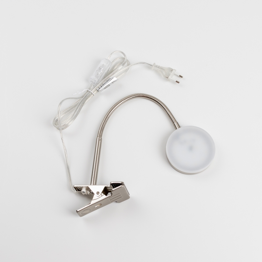 Lampă cu clemă LED/3,2W/230V, crom mat