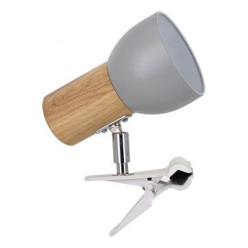 Lampă cu clemă SVENDA, 1xE27/60W/230V, stejar/gri