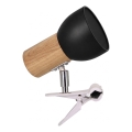 Lampă cu clemă SVENDA 1xE27/60W/230V stejar/negru