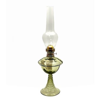 Lampă cu gaz lampant JASMÍNA 50 cm verde-pădure cu abajur floral