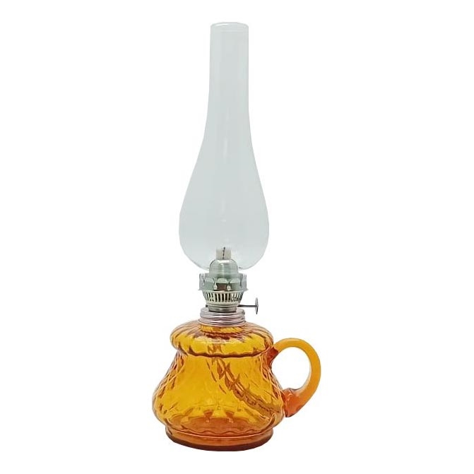 Lampă cu gaz lampant TEREZA 34 cm chihlimbar carouri