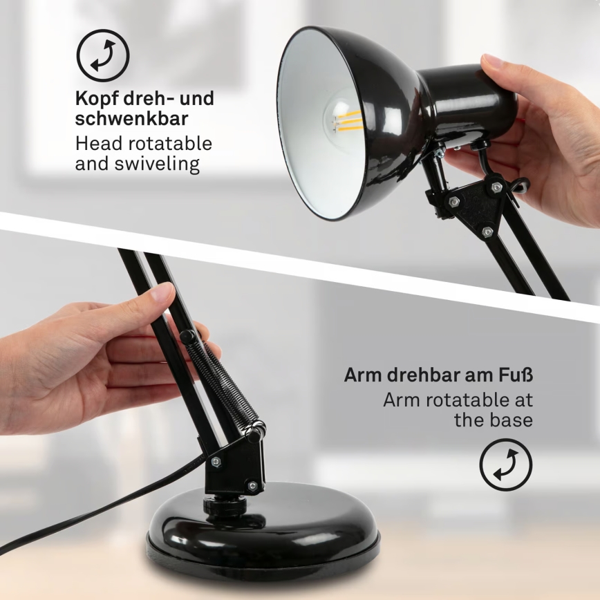 Lampă de birou 1xE14/25W/230V neagră