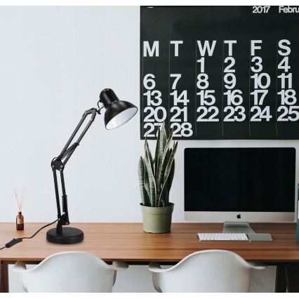 Lampă de birou 2-în-1 cu clemă 1xE27/60W/230V neagră