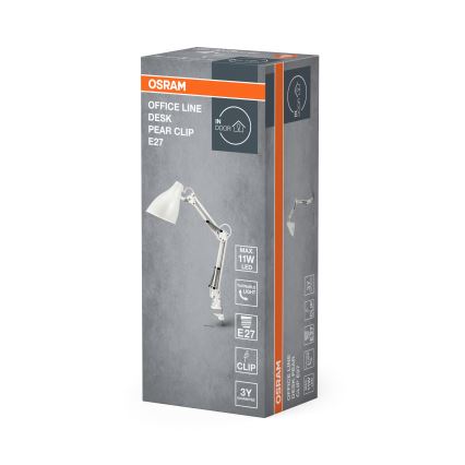 Lampă de birou cu clemă Osram DESK LINE 1xE27/11W/230V, albă