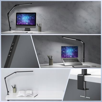 Lampă de birou LED dimabilă, tactilă, flexibilă, cu clemă LED/12W/230V 3000/4000/6000K negru