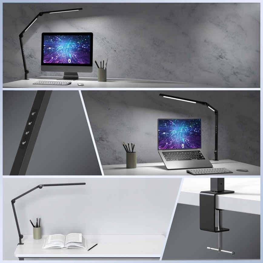 Lampă de birou LED dimabilă, tactilă, flexibilă, cu clemă LED/12W/230V 3000/4000/6000K negru