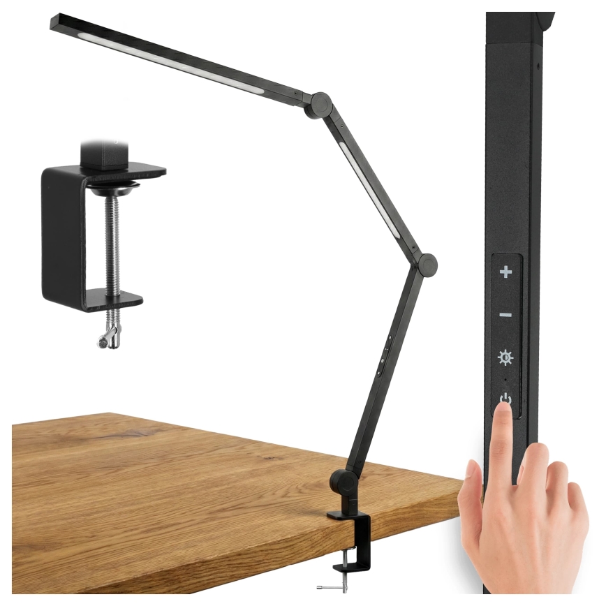 Lampă de birou LED dimabilă, tactilă, flexibilă, cu clemă LED/12W/230V 3000/4000/6000K negru