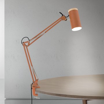 Lampă de birou GILI cu clemă, 1xE27/40W/230V, cărămizie