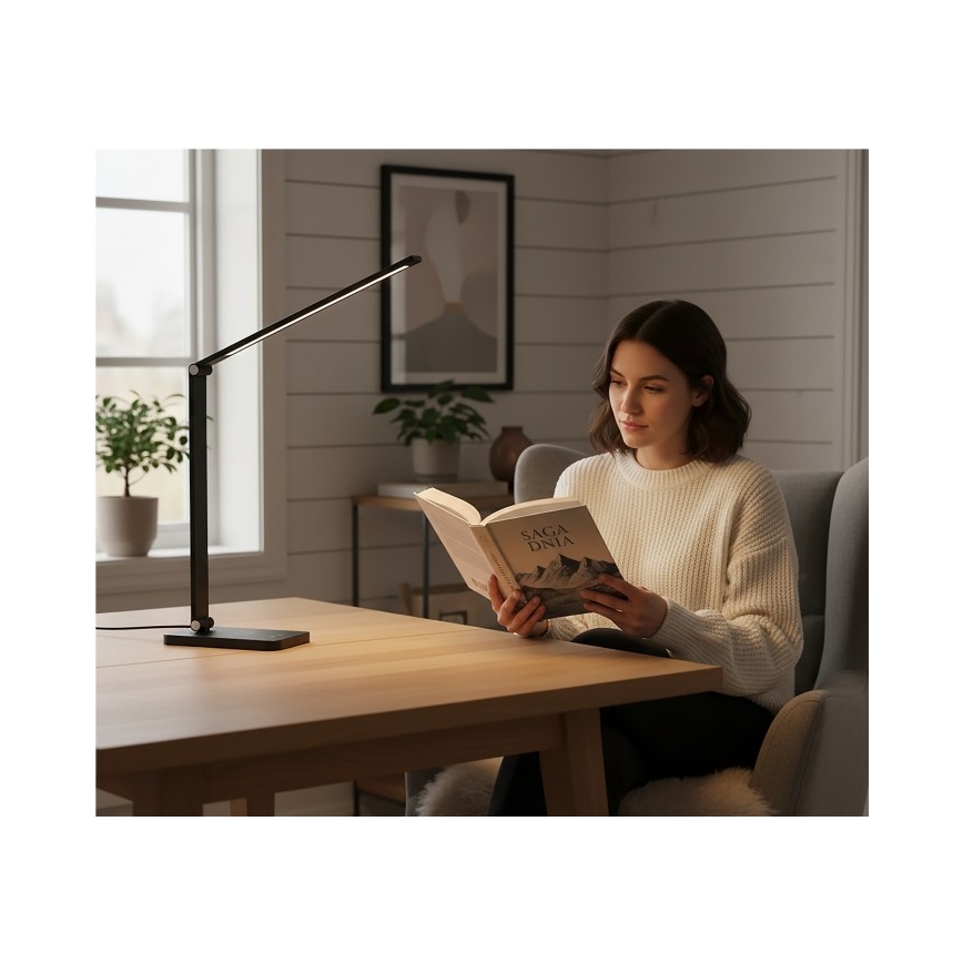 Lampă de birou LED reglabilă cu încărcare wireless QI NOBLITE Q LED/7W/230V 3000/4000/6500K neagră