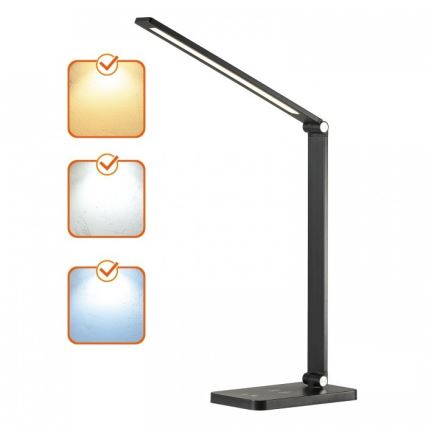 Lampă de birou LED reglabilă cu încărcare wireless QI NOBLITE Q LED/7W/230V 3000/4000/6500K neagră