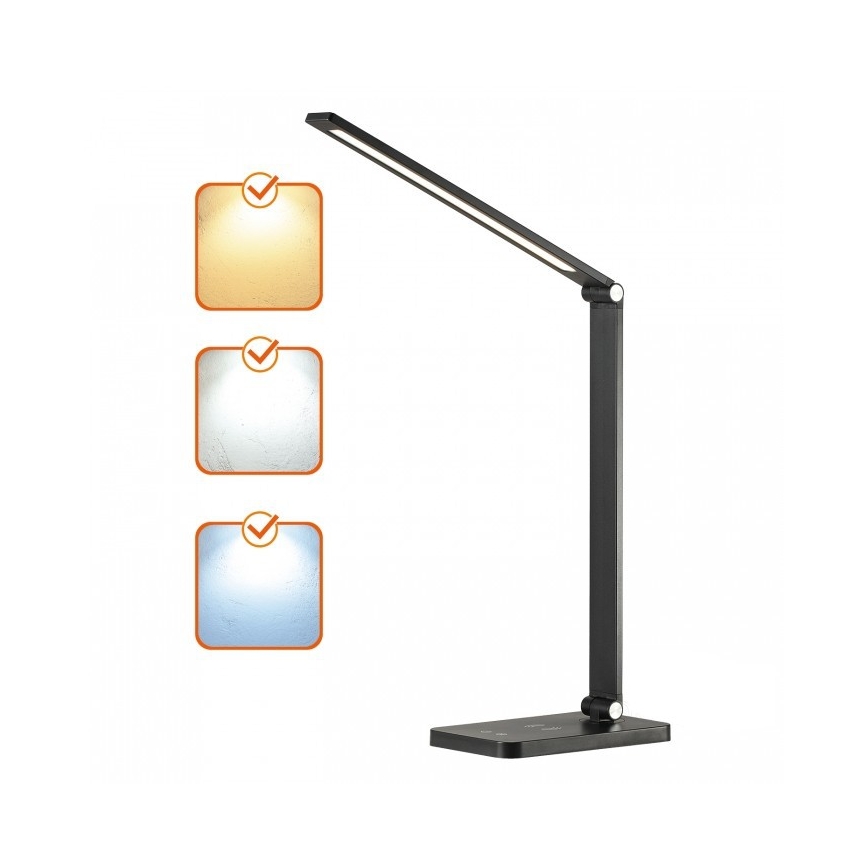 Lampă de birou LED reglabilă cu încărcare wireless QI NOBLITE Q LED/7W/230V 3000/4000/6500K neagră