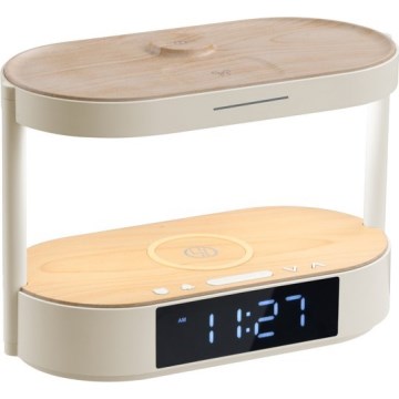 Lampă de birou LED cu intensitate reglabilă, cu ceas deșteptător și funcție de încărcare TRIPLE DOCK LED/1,5W/5V