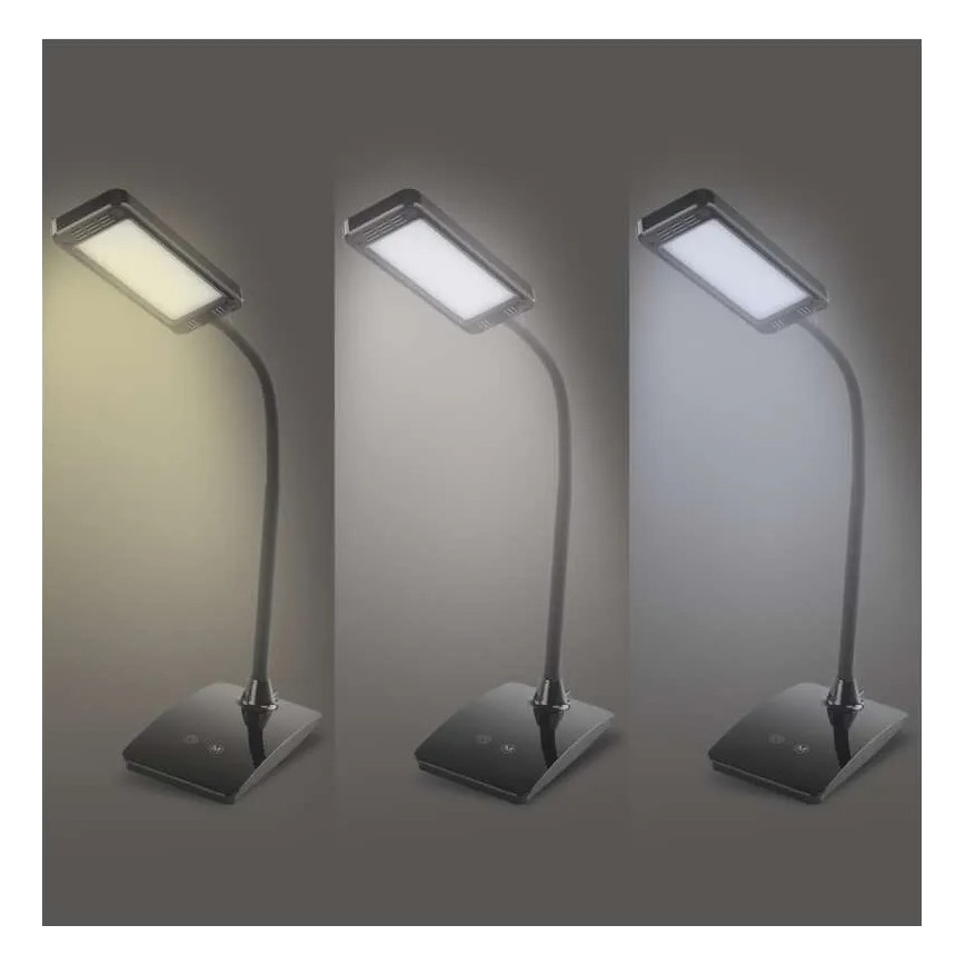 Lampă de birou LED EDDY, cu intensitate reglabilă, 6W, 230V, 3000/4500/6800K, neagră