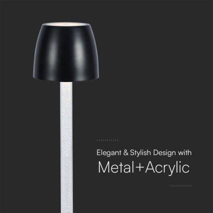 Lampă de birou LED încărcabilă cu touch, reglabilă, LED/3W/5V 3000K 1800 mAh, neagră