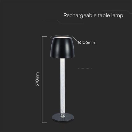 Lampă de birou LED încărcabilă cu touch, reglabilă, LED/3W/5V 3000K 1800 mAh, neagră